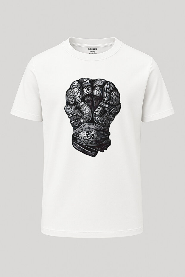 Gothic Style Boxing Gloves Printed Unisex Crew Neck T-Shirt