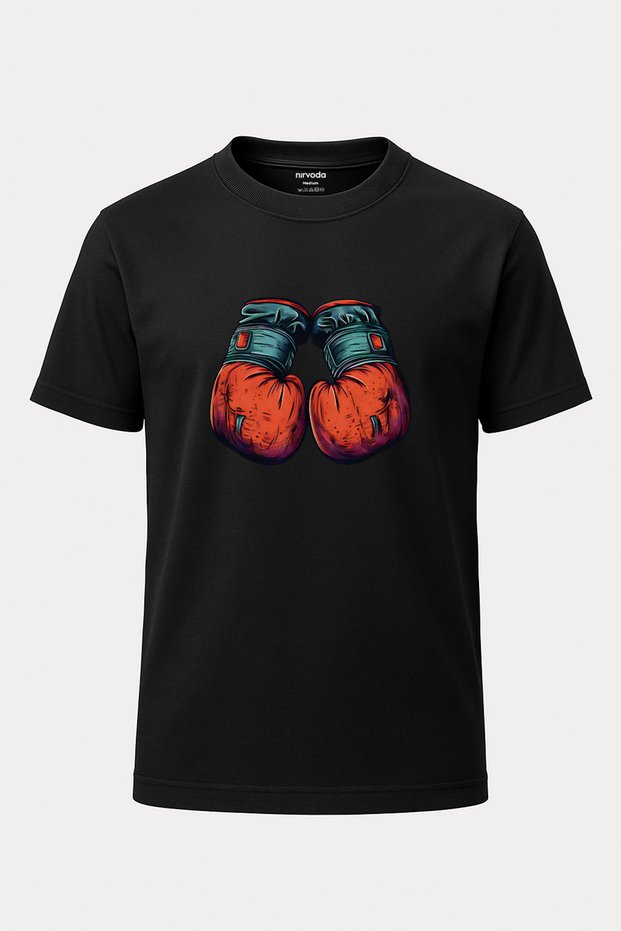 Boxing Gloves Printed Loose Fit Crew Neck Unisex T-Shirt