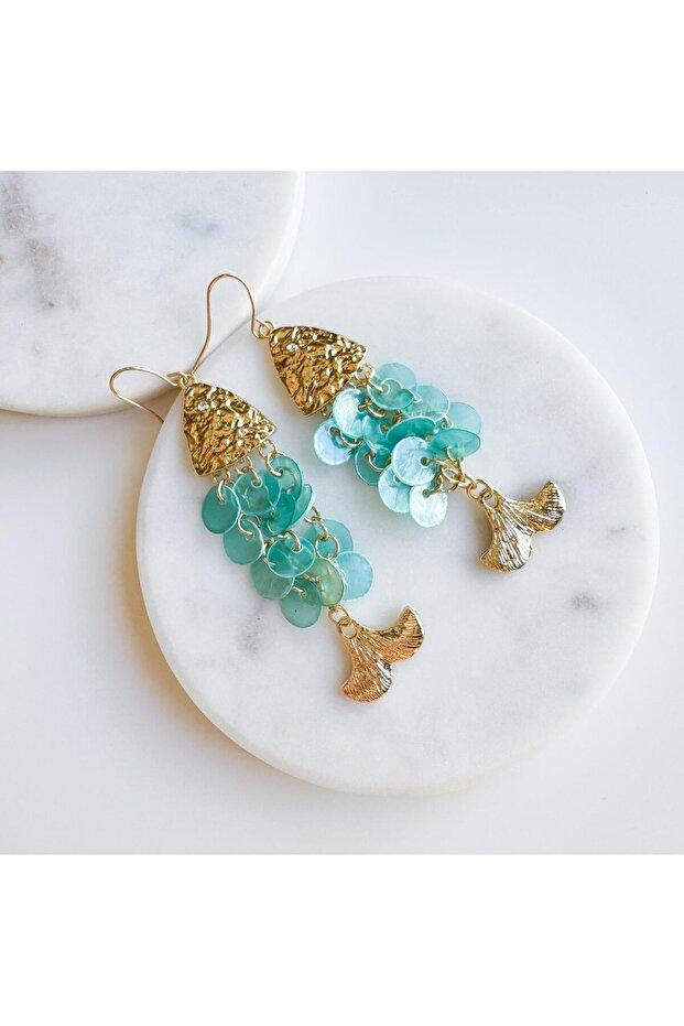 Çelik Pullu Balık Küpe - 1