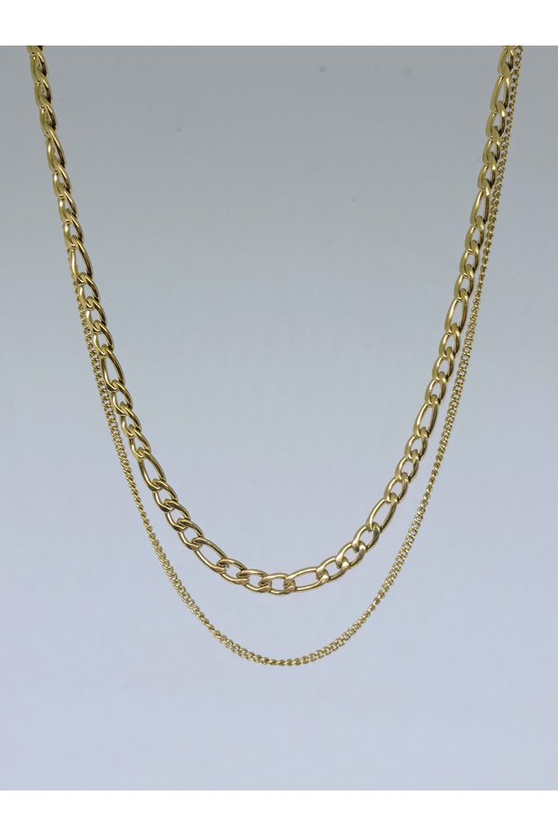 1. Grade Quality 316L Surgical Steel Women's Short Necklace, Bilateral Figaro Chain Model No 16