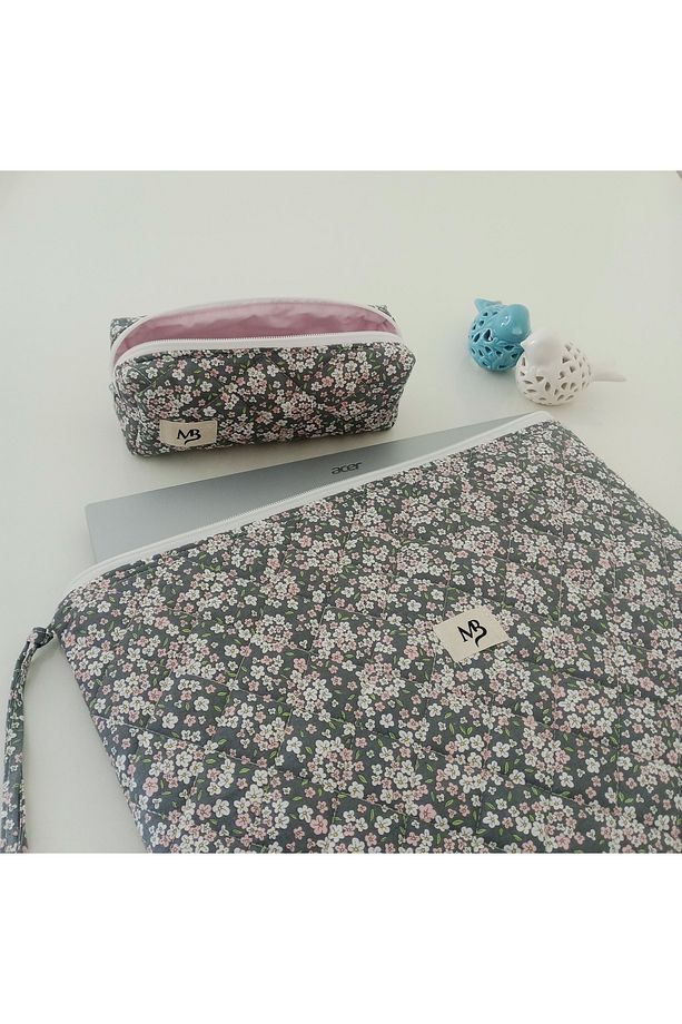 Yaz Çiçekleri Laptop-kalem çantası 2'li set 10-11-12 inç - 1