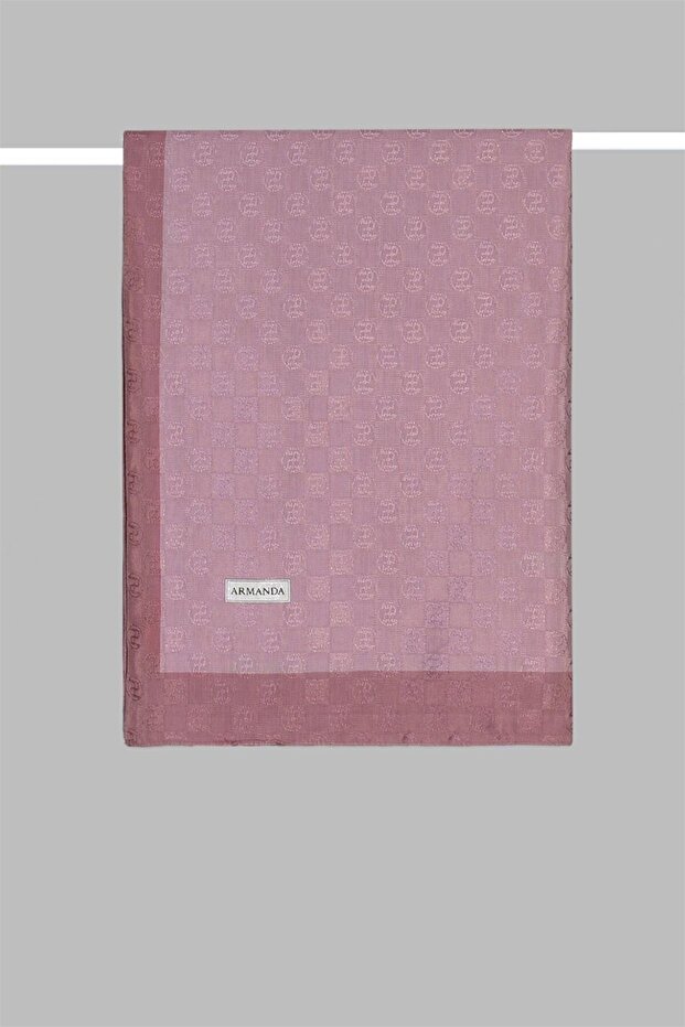 شال منقوش بنمط مونوغرام للسيدات 3041-ليلك - 1