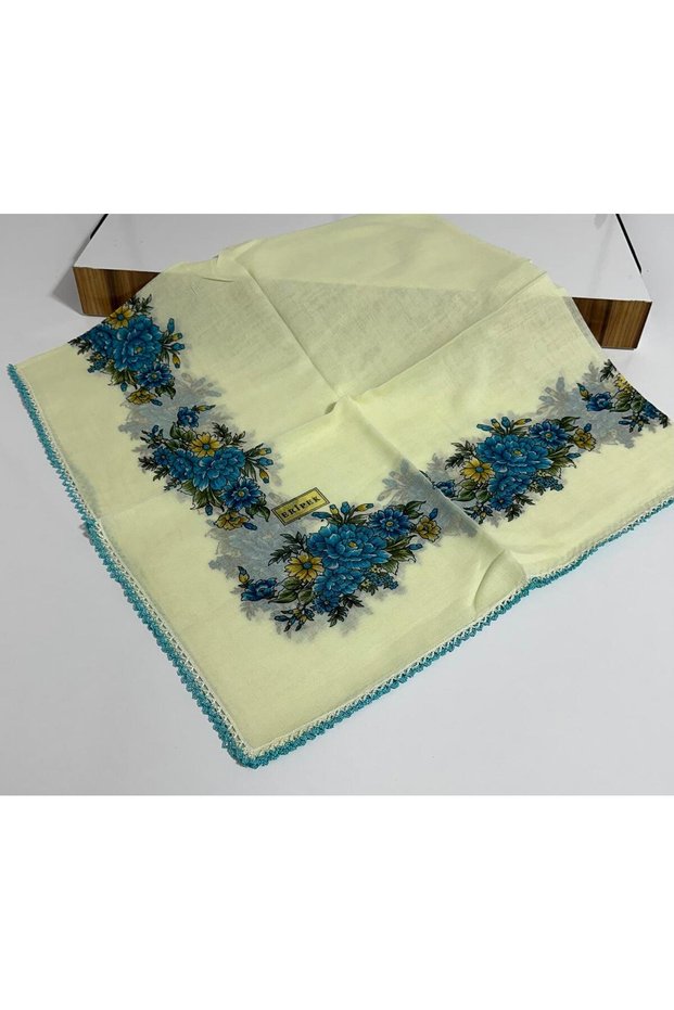 Embroidered Cotton Cheesecloth - 05092 95 X 95 Cream - Blue 18
