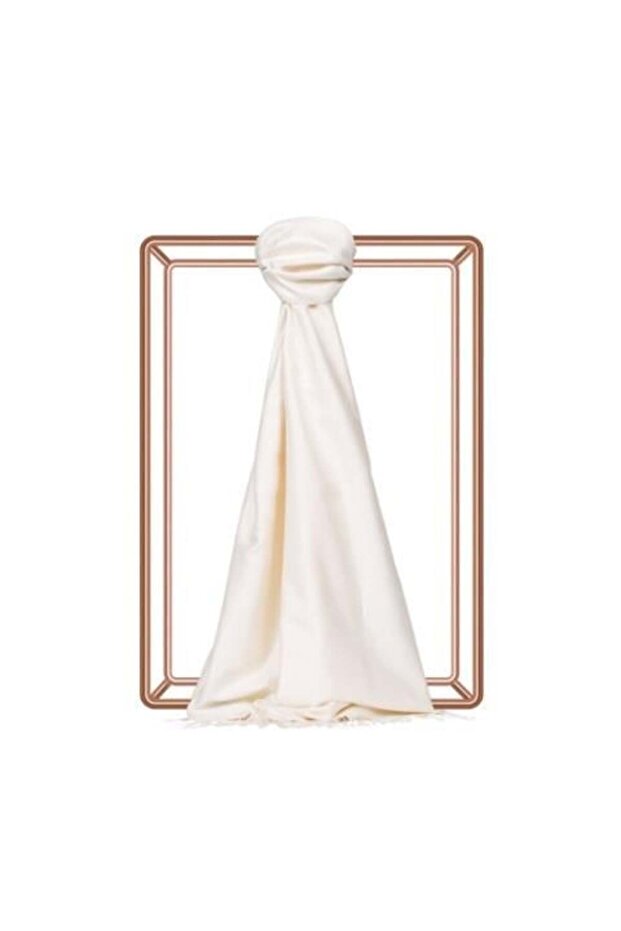 Double Sided Solid Color Silk Shawl 00927-Pearl White