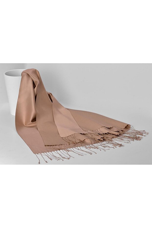 Double Sided Solid Color Silk Shawl 3011-Camel - 3