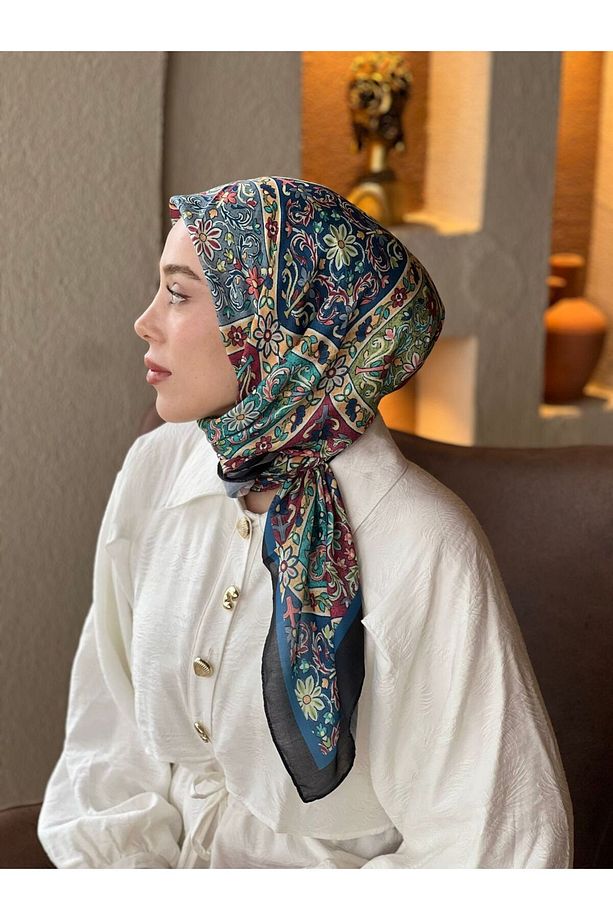 Çiçek Yolu Desen Pamuk Eşarp - 2