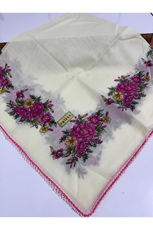 Embroidered Cotton Cheesecloth - 05089 95 X 95 Cream - Pink 01
