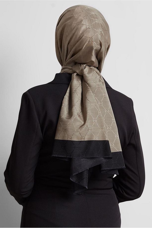 ALVİNA JAKARLI MONOGRAM ŞAL 8542 - 2