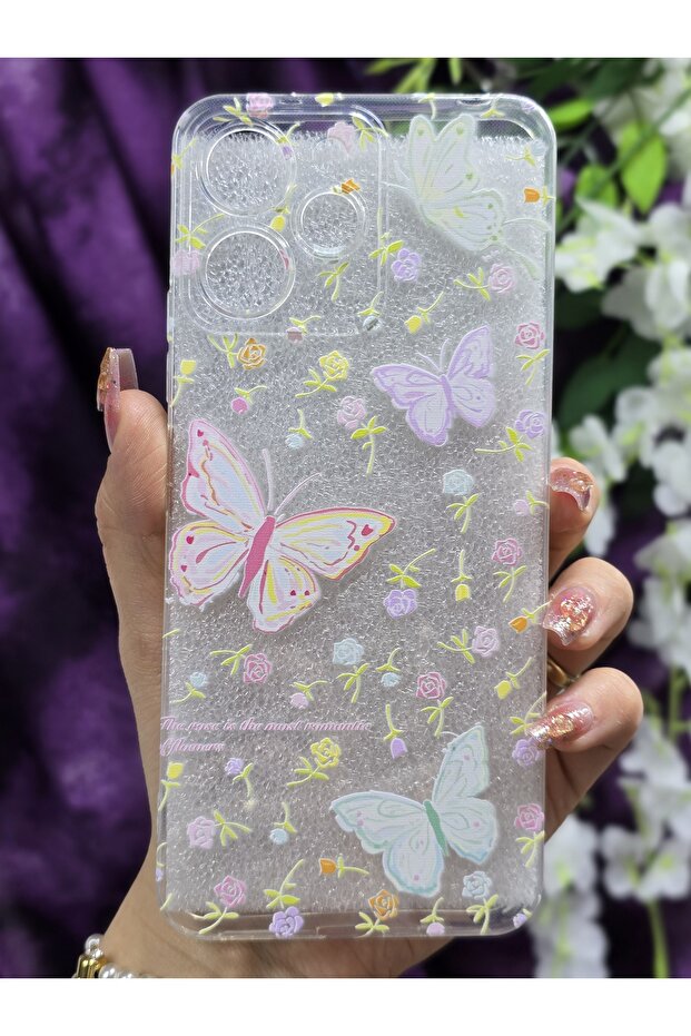 Redmi 12 Compatible Butterflies Pattern Transparent Phone Case - 1