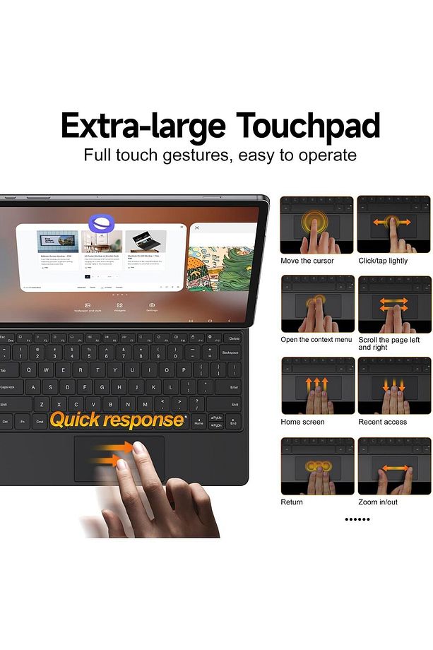 Samsung Galaxy Tab S9 Fe Plus 12.4" Uyumlu Magic Keyboard Touchpad Rgb Işıklı Klavyeli Kılıf Sm-x610 - 8