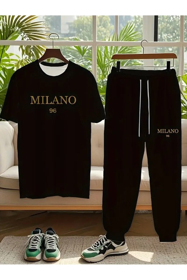 Milano 96 Men's Plus Size Sports & Casual Sweatshirt Set, Round Neck Sweatshirts