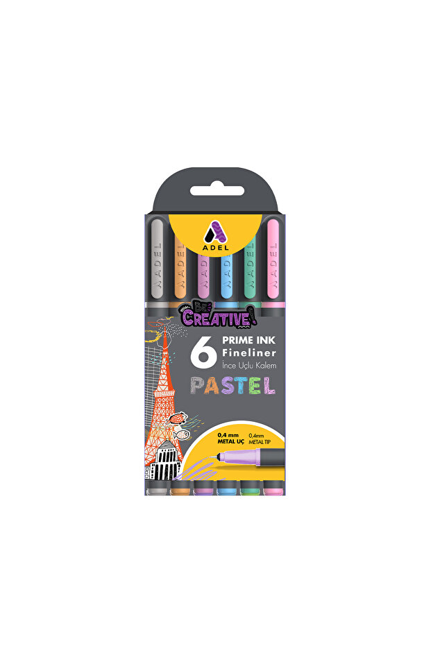 Adel Prime Ink Fineliner, 6'lı Set, Pastel Renkler, Ergonomik Kullanım, Şık Tasarım, Çok Amaçlı Kullanım