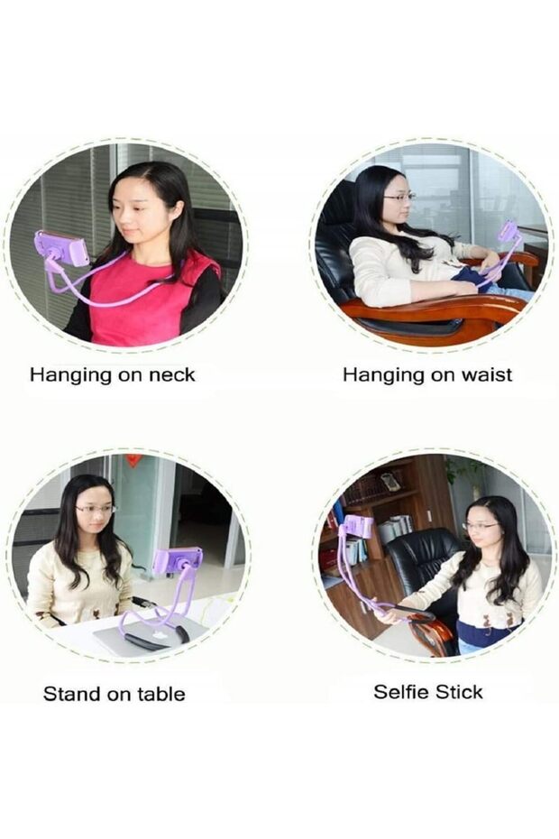 Lazy Hanging on Neck Phone Holder ,Smart Multiple Functions Mobile Phone Mount Stand(Black) - 6