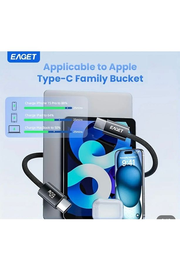 60W 2-Metre CE/FC/ROHS Lisanslı Type-C To Type-C Type-C Girişli Tüm Telefonlara İphone 15/16 Samsung - 7
