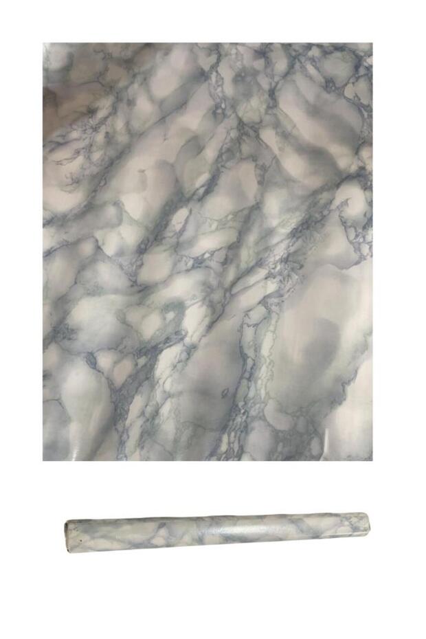 67cm x 10 Metre 1 Adet Yapışkanlı Rulo Mermer Desenli Görünümlü Mutfak Duvar Kaplama Folyosu Kağıdı - 4