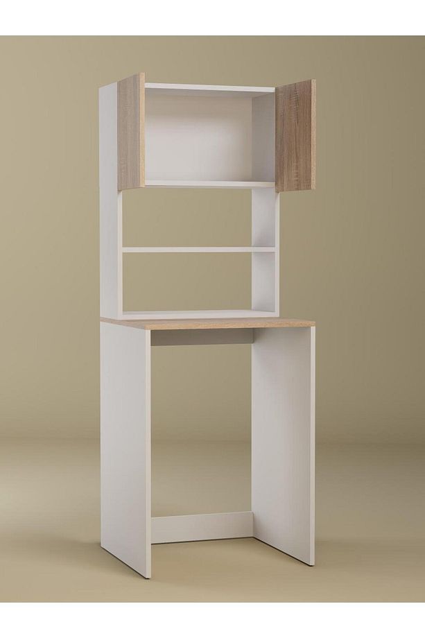 %100MDF Çamaşır ve Kurutma Makinesi Dolabı, 3 Raflı Kapaklı Çamaşır Makinesi Üstü Dolabı - 8