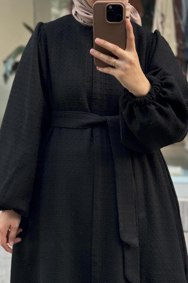 Şanel Kışlık Ferace- Siyah - 5