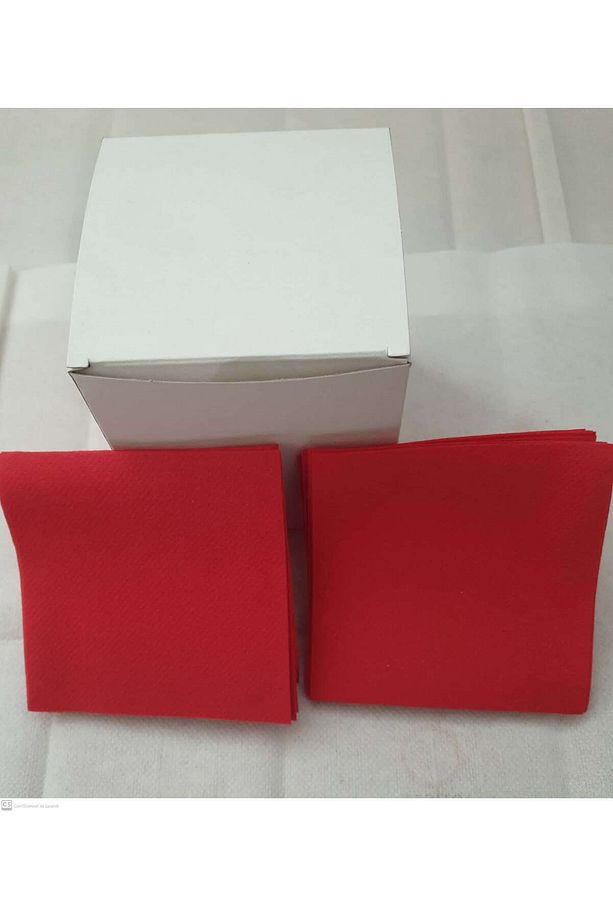 Kırmızı Kumaş Dokulu Kare Peçete 20*20 50'Lİ Paket - 2