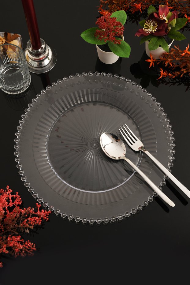 İnci̇ 6-Piece Plate Set Transparent Color, Luxury Hard Plastic Plate Set