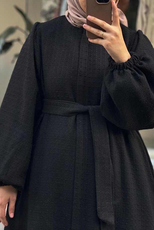 Şanel Kışlık Ferace- Siyah - 1