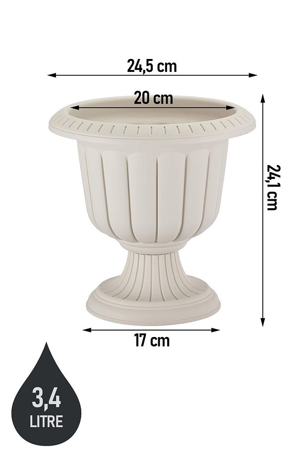 2 Adet Nergis Saksı Seti 3,4 Litre Plastik Ayaklı Çiçek Saksısı Set - 3