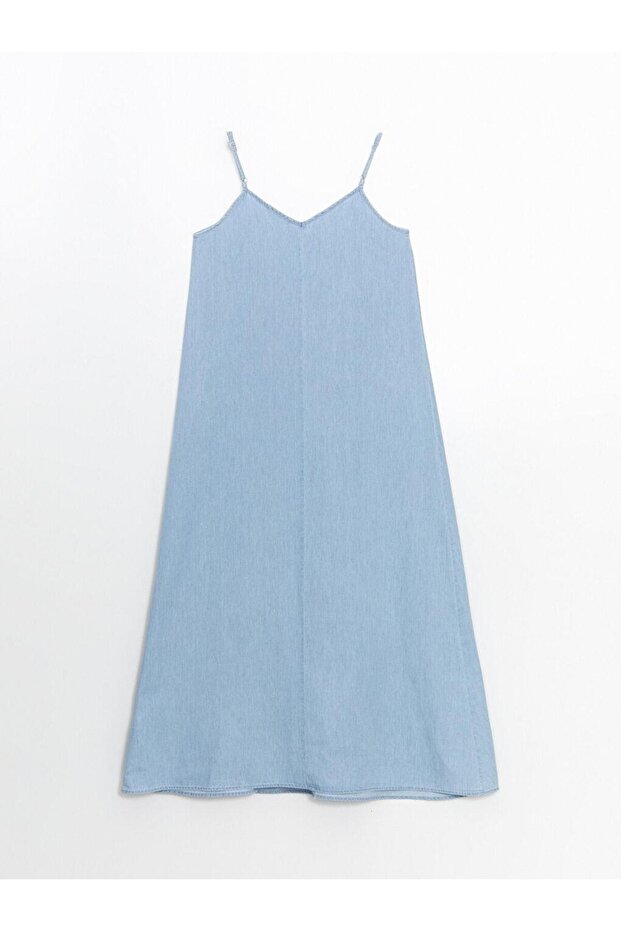 V-Neck Strappy Jean Dress