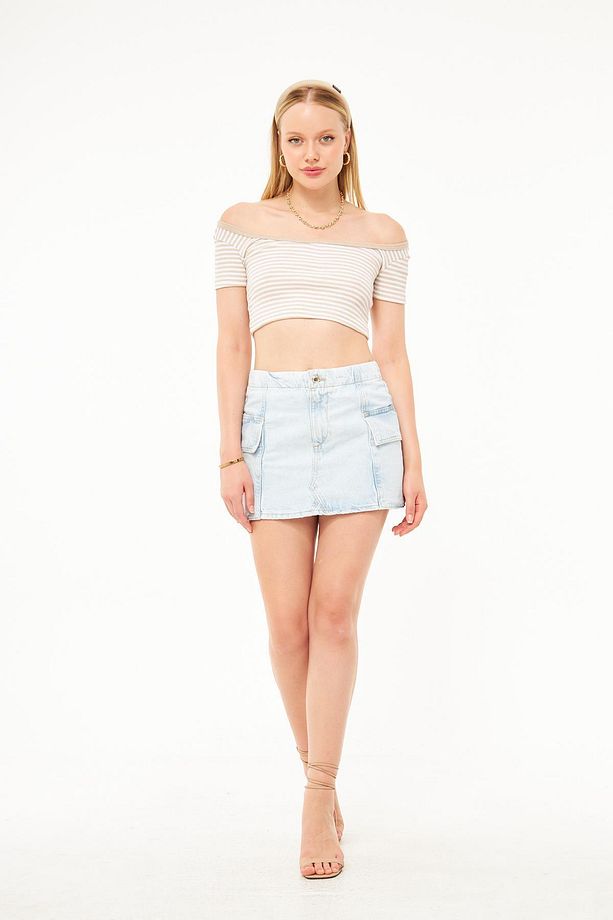 Denim Mini Etek - 2