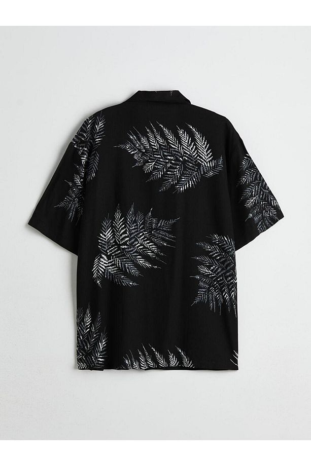 Regular Fit Kısa Kollu Desenli Viskon Erkek Gömlek (S5) - 2