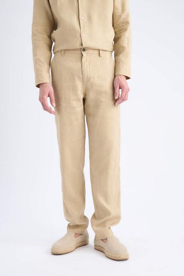Yeni Sezon %100 Keten Relax Fit Rahat Kesim Düz Paça Yazlık Pantolon - 1