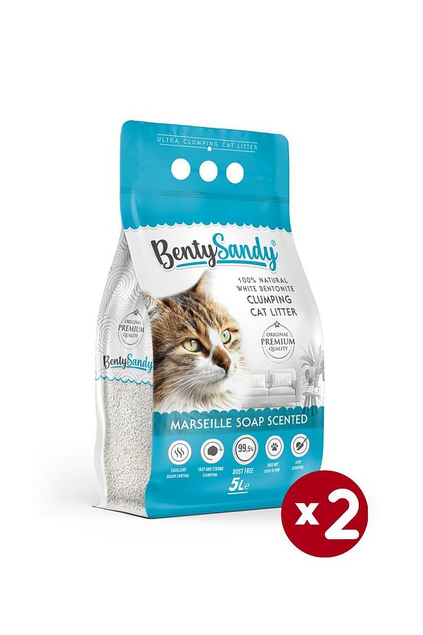 Marsilya Sabunu Kokulu Topaklanan Ince Taneli Kedi Kumu 5lx2 - 1