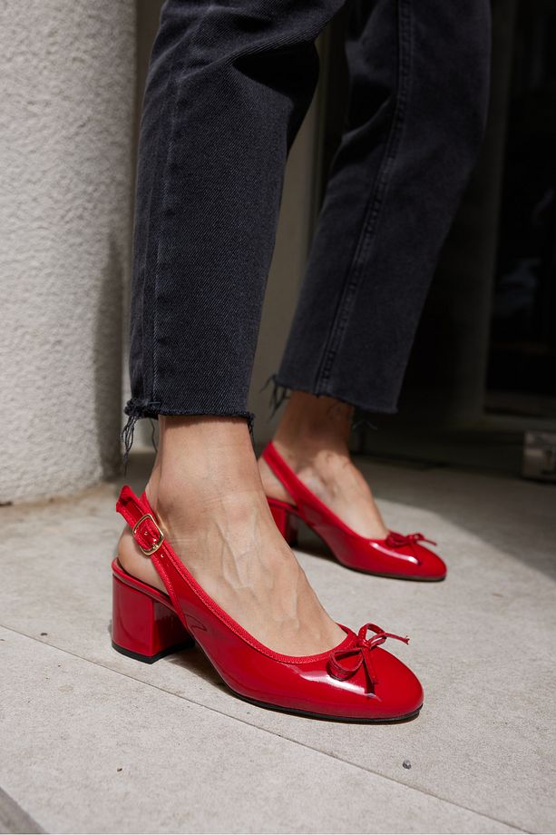 DORADO KADIN KIRMIZI RUGAN KALIN TOPUKLU SLINGBACK TOPUKLU AYAKKABİ - 8