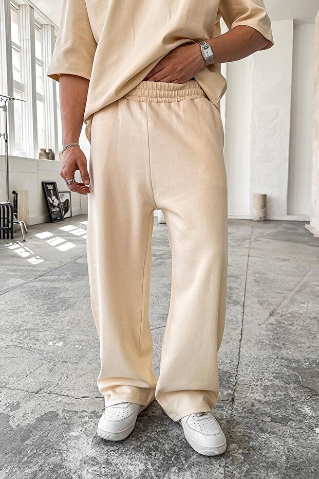 Krem Cozy Premium Basic Baggy Eşofman - 1