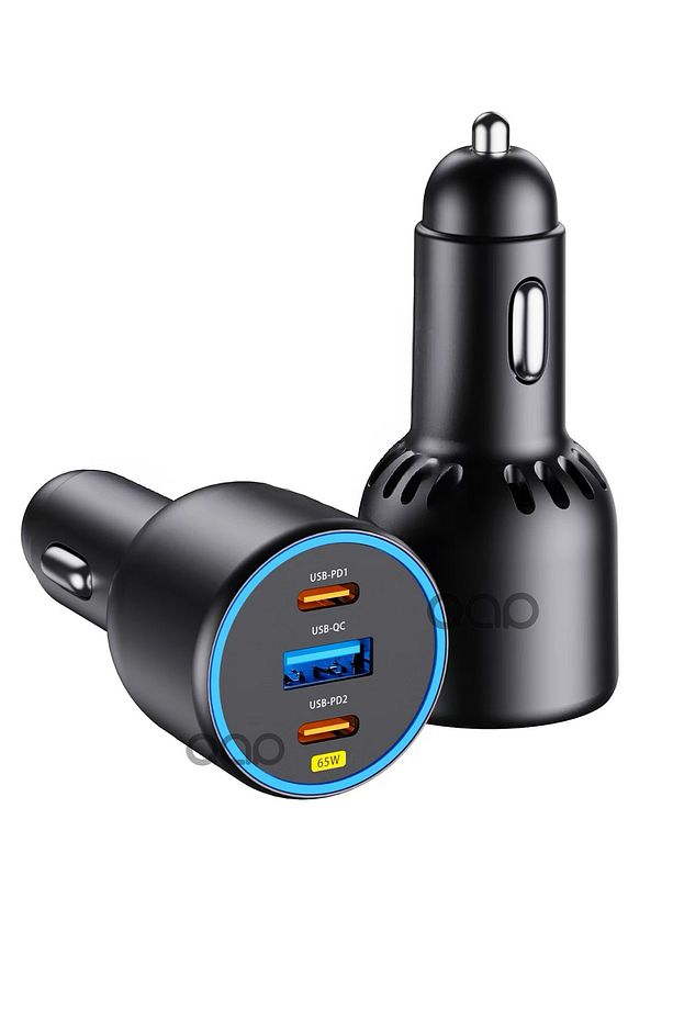 65 Watt Type-C + USB-A Araç Şarj Aleti iPhone & Android & Notebook Araç içi Şarj Cihazı Total 100W - 2