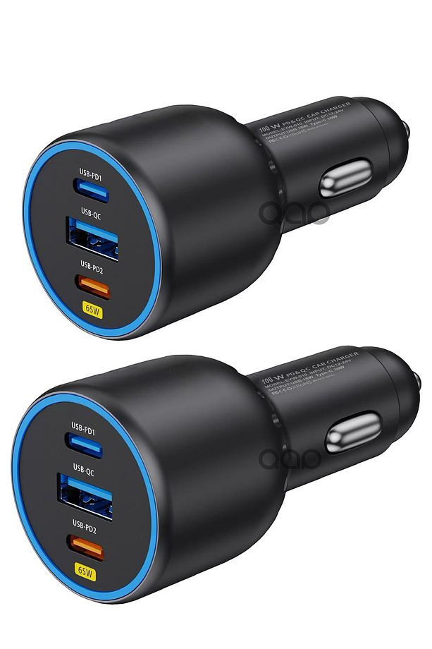 65 Watt Type-C + USB-A Araç Şarj Aleti iPhone & Android & Notebook Araç içi Şarj Cihazı Total 100W - 5