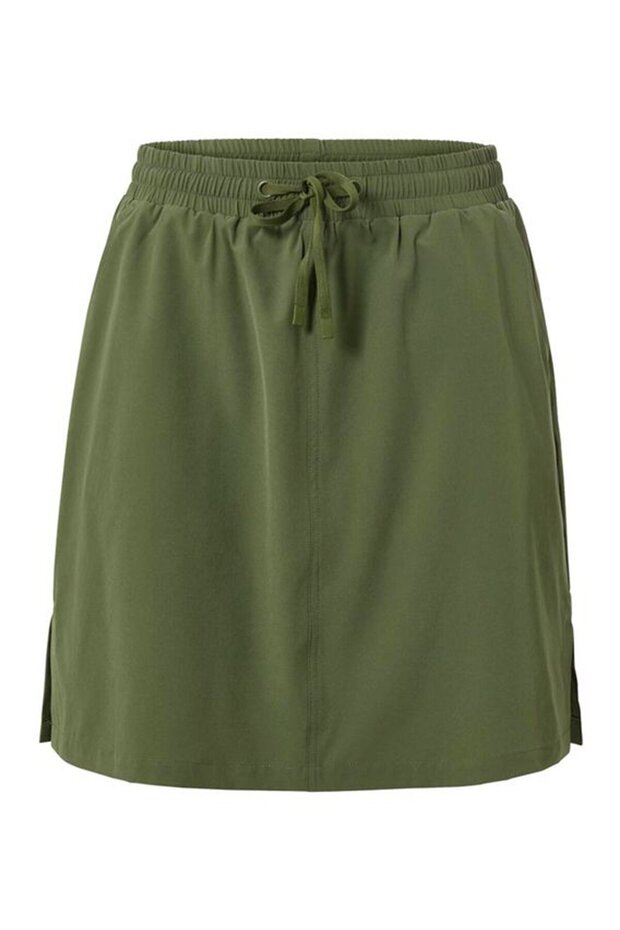 تنورة نسائية سادة برباط، لون زيتوني - 2