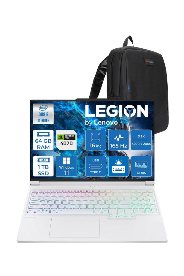 Legion 7 16IRX9 I9 14900HX 64GB 1tb SSD 4070 16" 3.2k 430NİTS 165Hz W11HOME 883FD005MTR14+ZETTAÇANTA - 1
