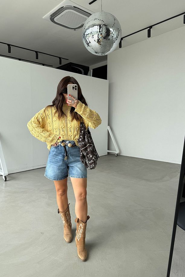 Geniş Kalıp Basic Denim Şort - 1