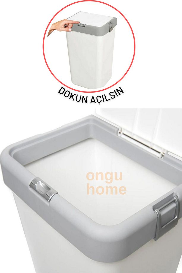Dokunmatik Kapaklı Çöp Kovası Tekli Kirli Sepeti Tekli Çamaşır Sepeti Tekli Çöp Kovası (40lt) - 3