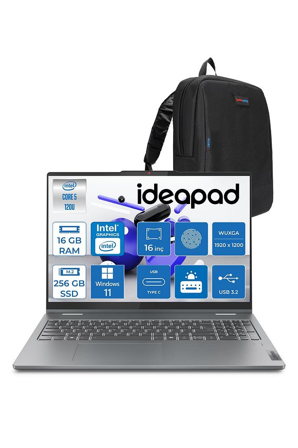 ıdeapad 5 16IRU9 120U 16GB 256GB SSD 16" Wuxga 300NITS W11PRO+Pen 883DU0053TR07+ZETTAÇANTA - 1