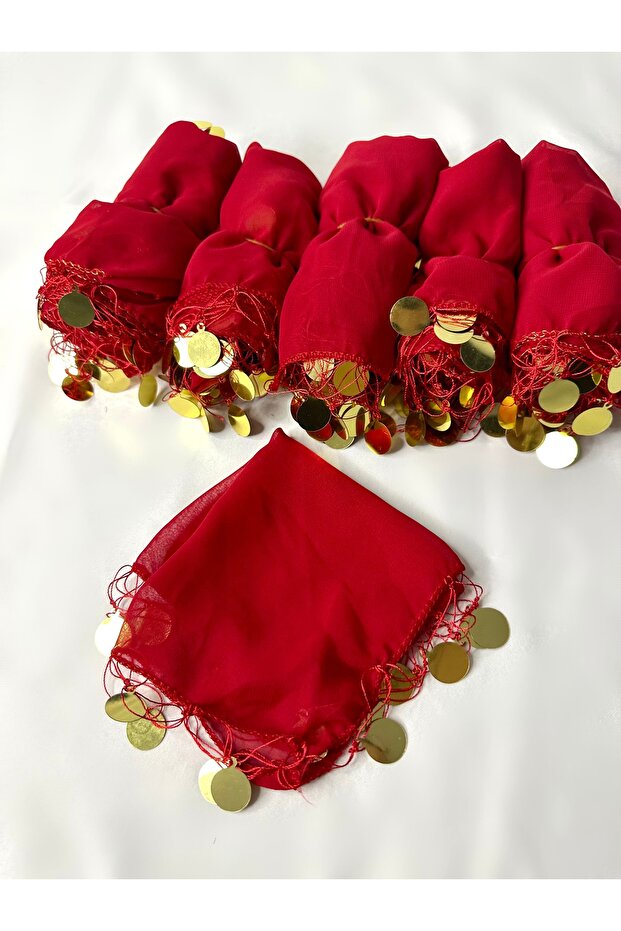 Kırmızı Pullu Halay Mendili - 1