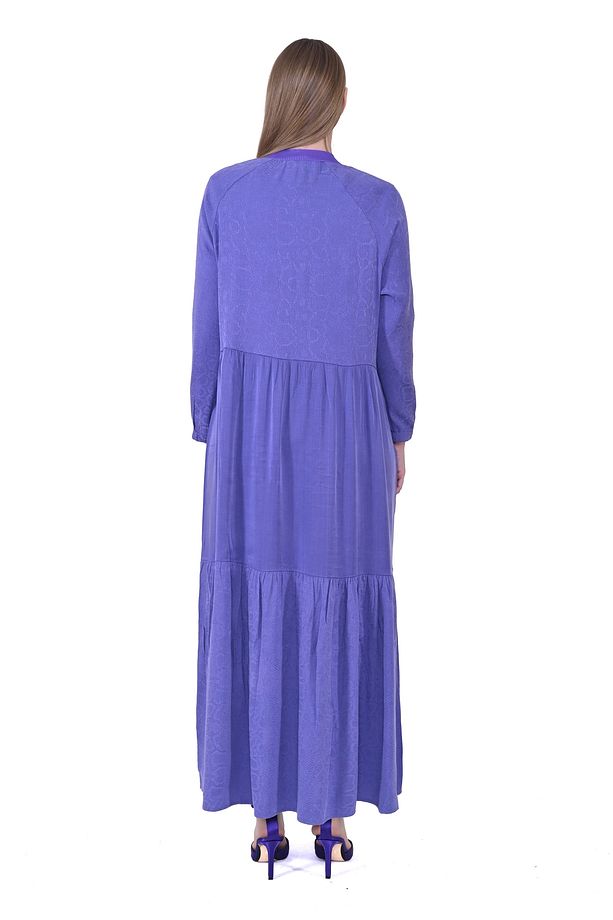 İNVEE 7033 Desenli Modal Elbise - Mor - 3