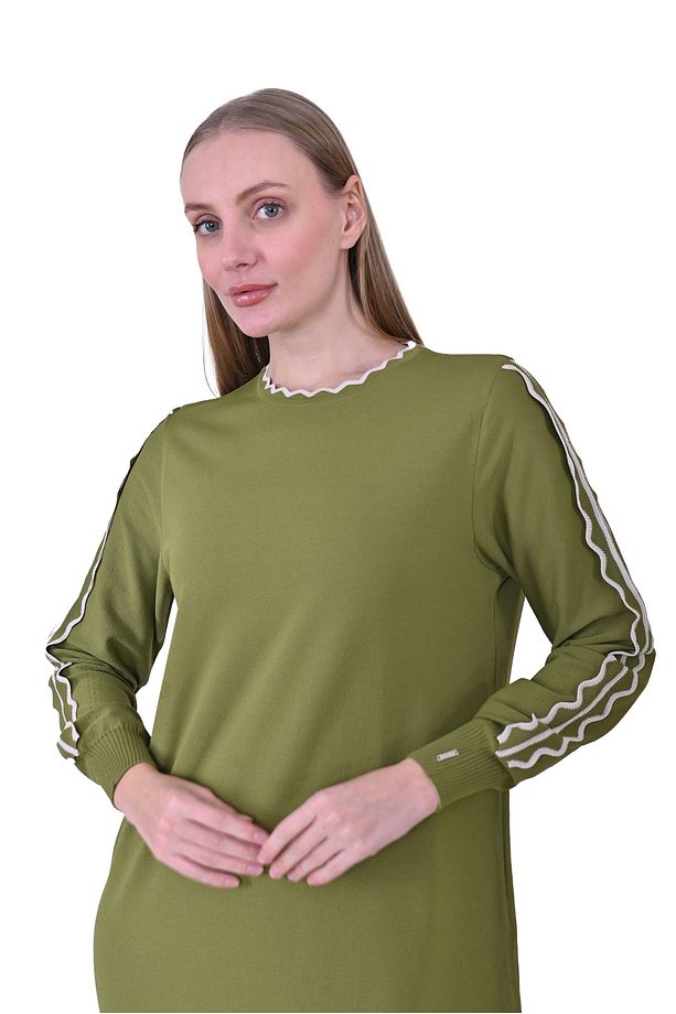 İNVEE 7030 Yeşil Triko Elbise - 2