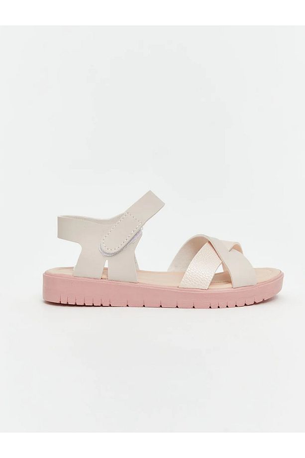 LCW STEPS Pembe Çapraz Bantlı Cırt Cırtlı Kız Çocuk Sandalet - 2