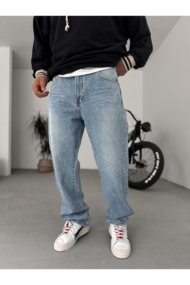 Açık Mavi Yıkamalı Baggy Pantolon GJ-16668/16713 - 6