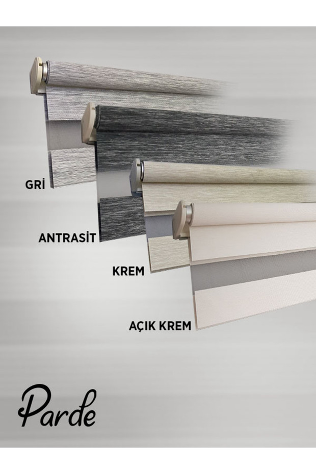 Parde Yaşam Serisi İthal Kumaş Antrasit Bambu Zebra Stor Perde - 3