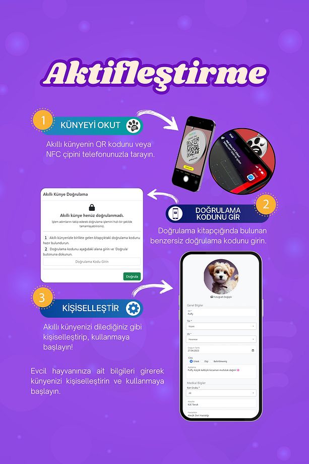 İsimli Köpek Tasması, Akıllı Künye, Nfc Dijital Isimlik Ve Tasma Künyesi Qr Kod Künye P. Çelik Mor - 9