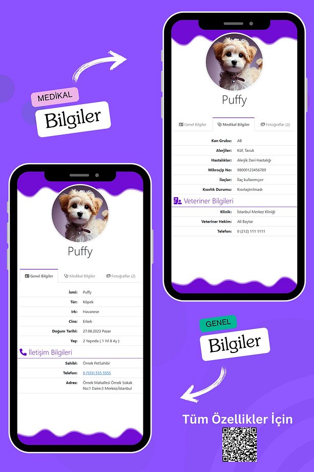 İsimli Köpek Tasması, Akıllı Künye, Nfc Dijital Isimlik Ve Tasma Künyesi Qr Kod Künye P. Çelik Mor - 5