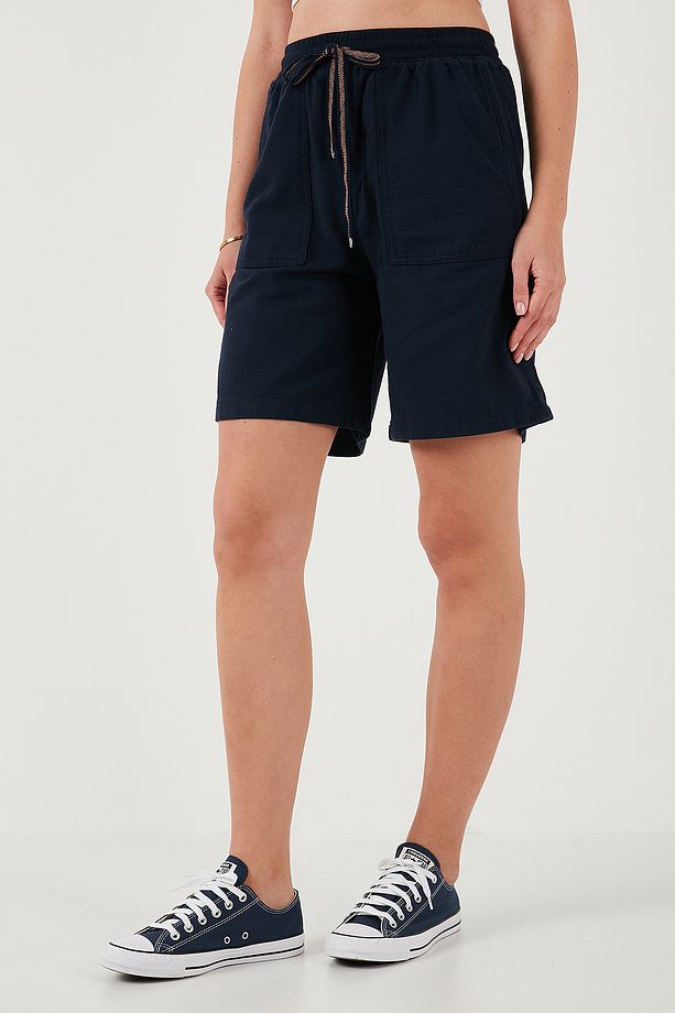 Pamuklu Relaxed Fit Yüksek Bel Cepli Mini Şort ŞORT 668YP5384 - 5