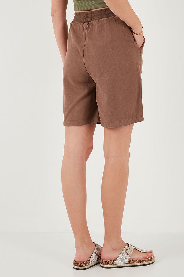Pamuklu Relaxed Fit Yüksek Bel Cepli Mini Şort ŞORT 668YP5384 - 7