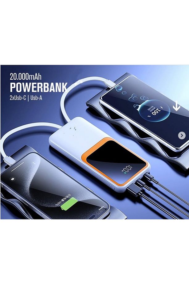 20.000 Mah Powerbank Pd 22.5W Hızlı Şarj Dahili Type-c ve Lightning Kablolu Quick Charge 3.0 - 2